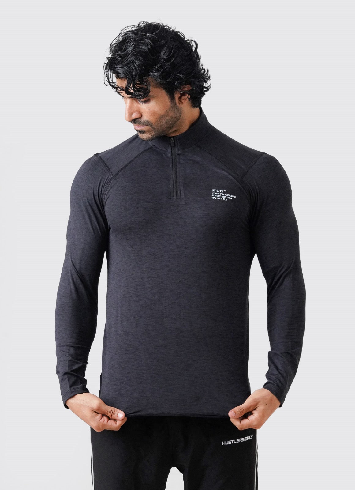 Utility Quarter Zip Shirt - Black