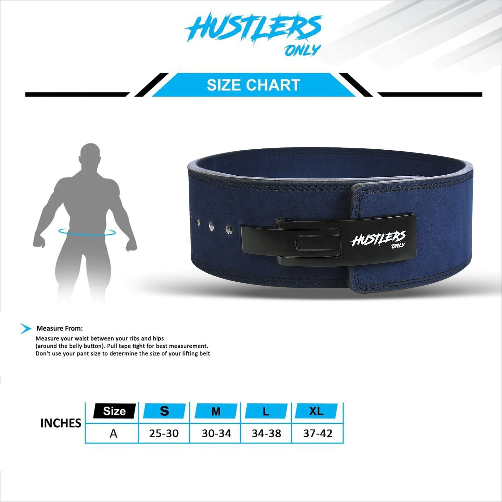 10mm Suede Leather Lever Belt - Blue