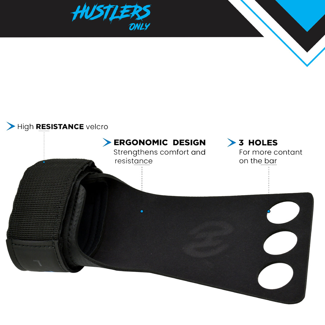 Carbon Fiber 3 Hole Grips For Gym | HustlersOnlyUK