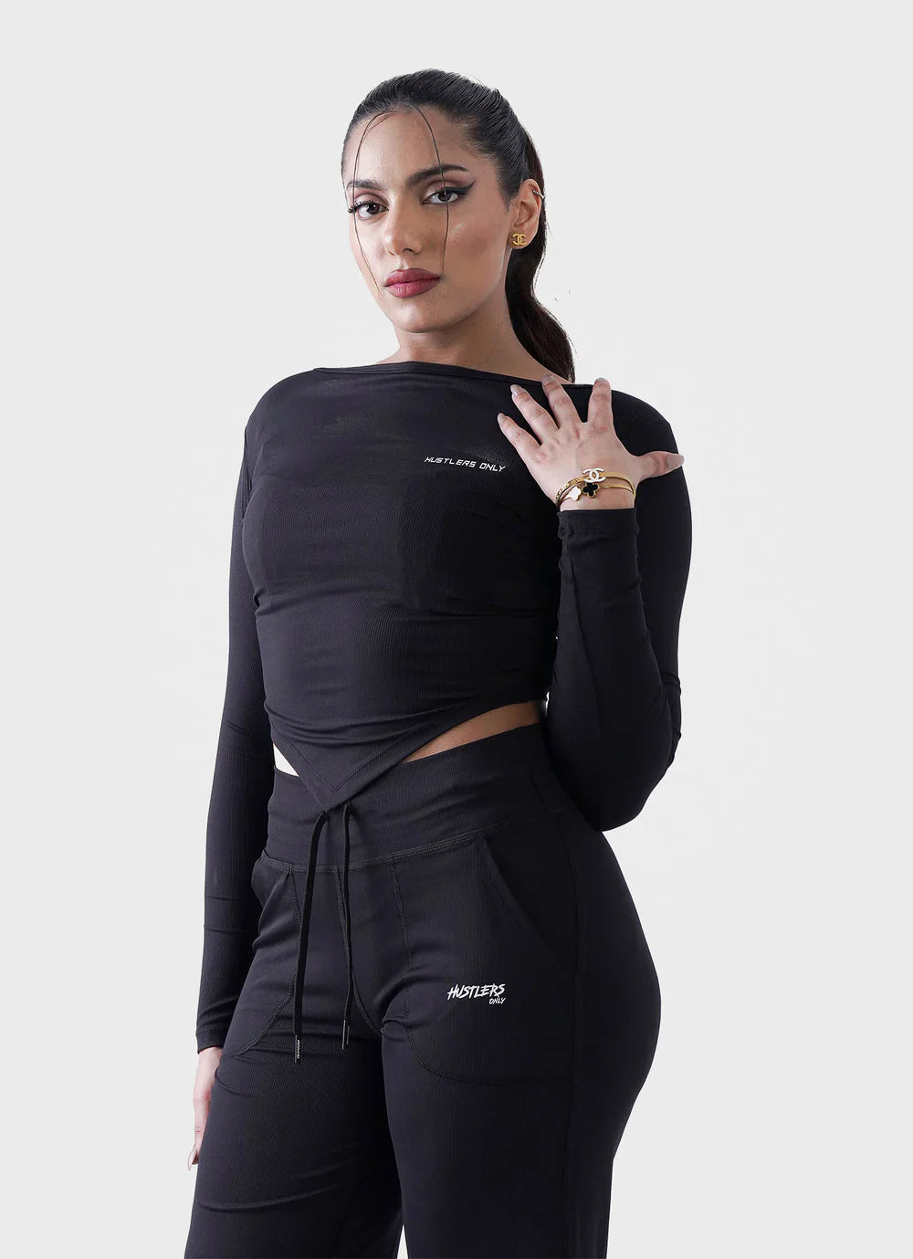 Black Diamond Crop Shirt For Wokout | HustlersOnlyUK