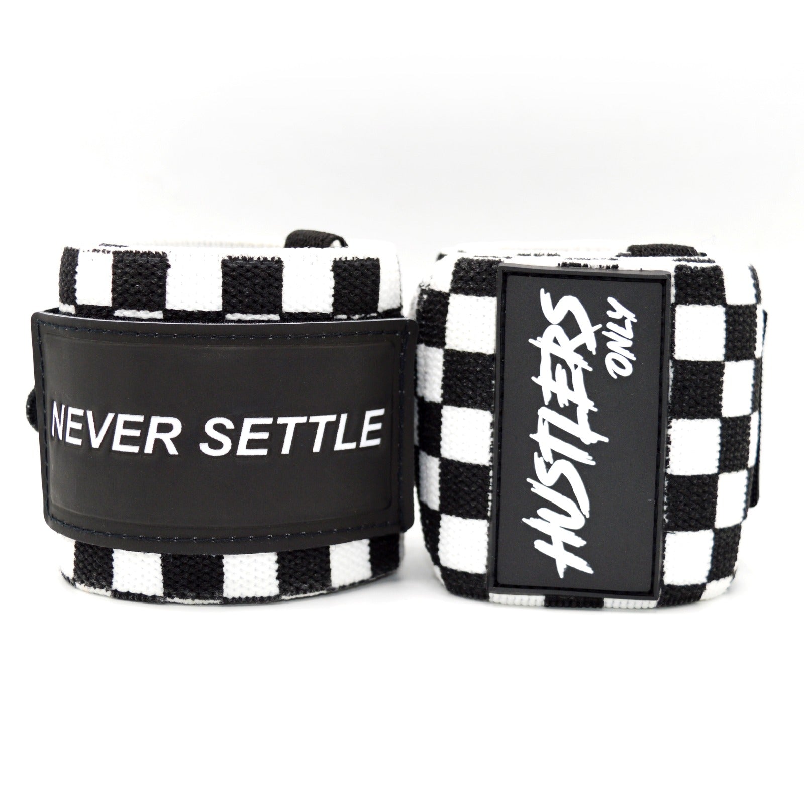 Black & White Checkerboard Wrist Wraps For Gym | HustlersOnlyUK