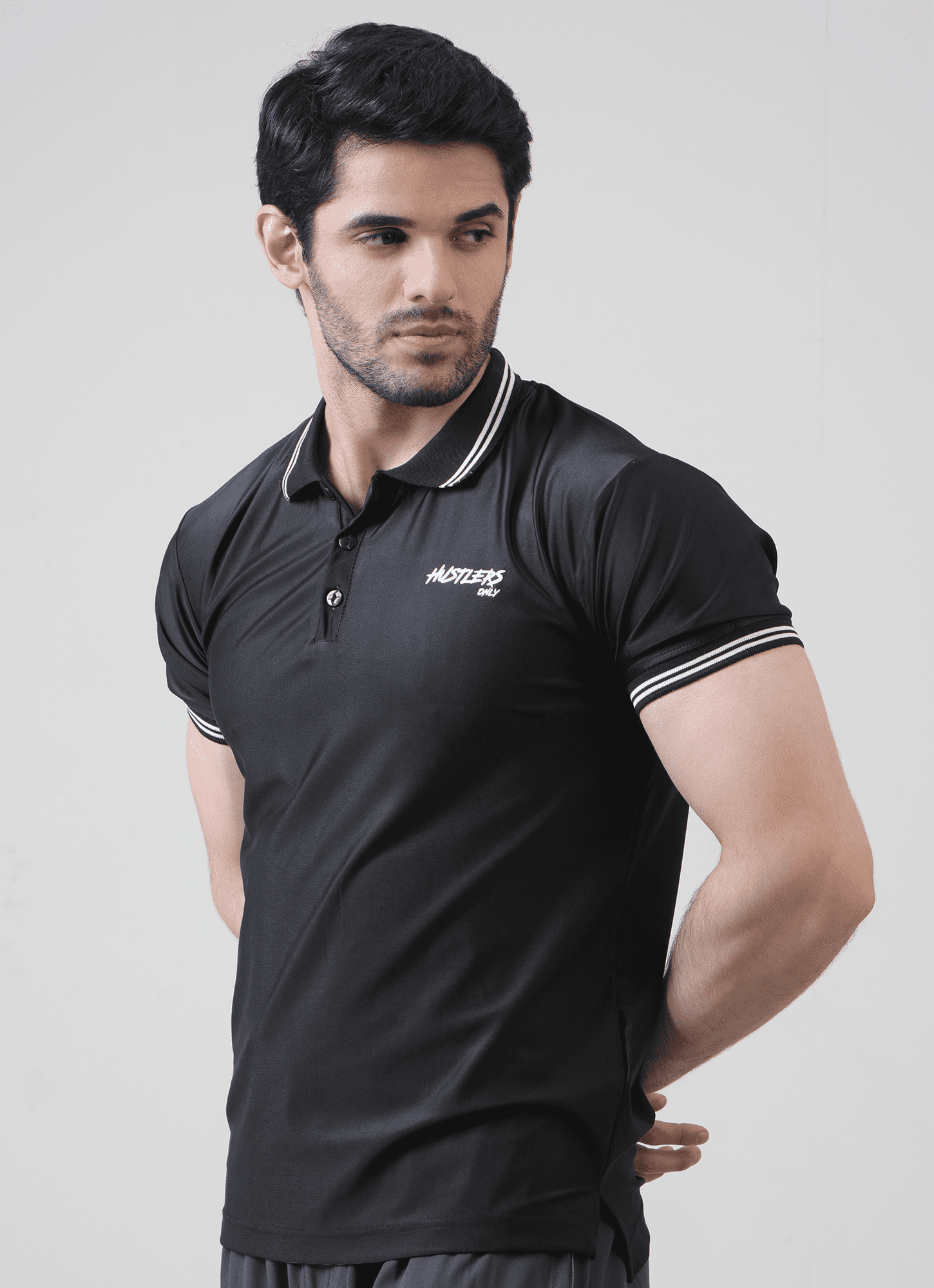 Black Performance Polo TShirt For Summer | HustlersOnlyUK