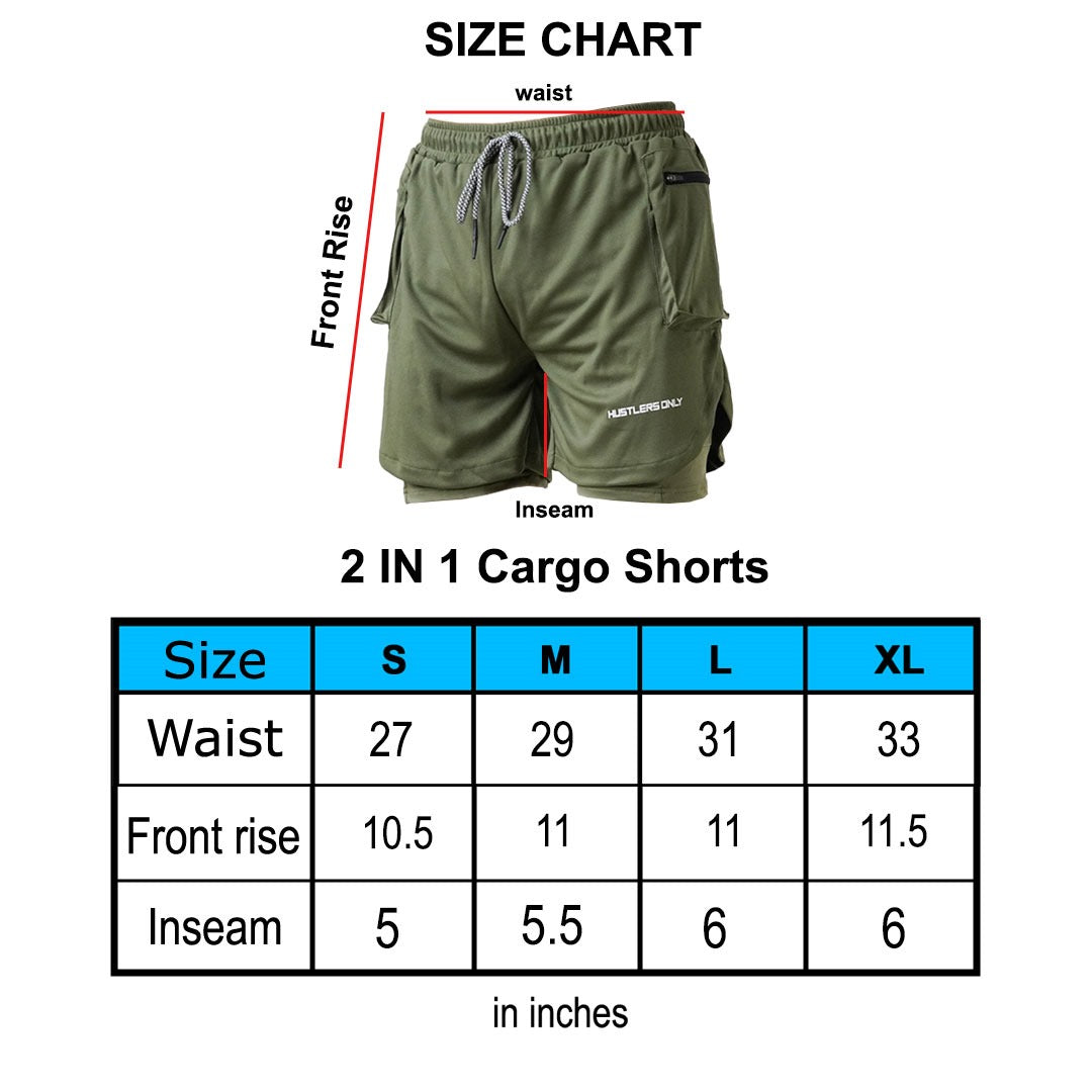 2 in 1 Cargo Shorts - Olive
