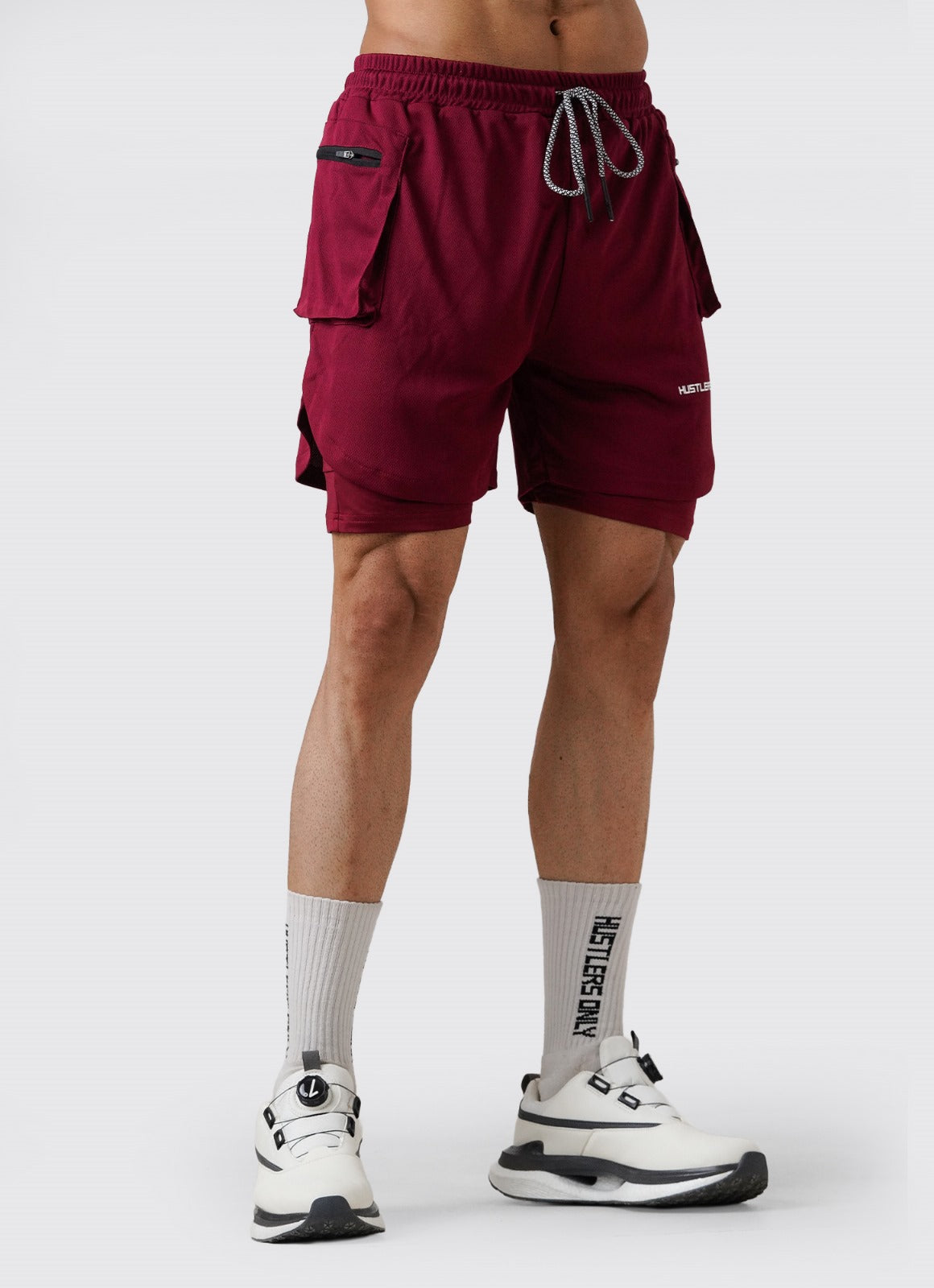 2 in 1 Cargo Shorts - Maroon