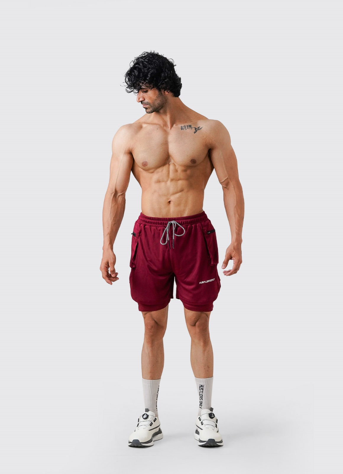 2 in 1 Cargo Shorts - Maroon