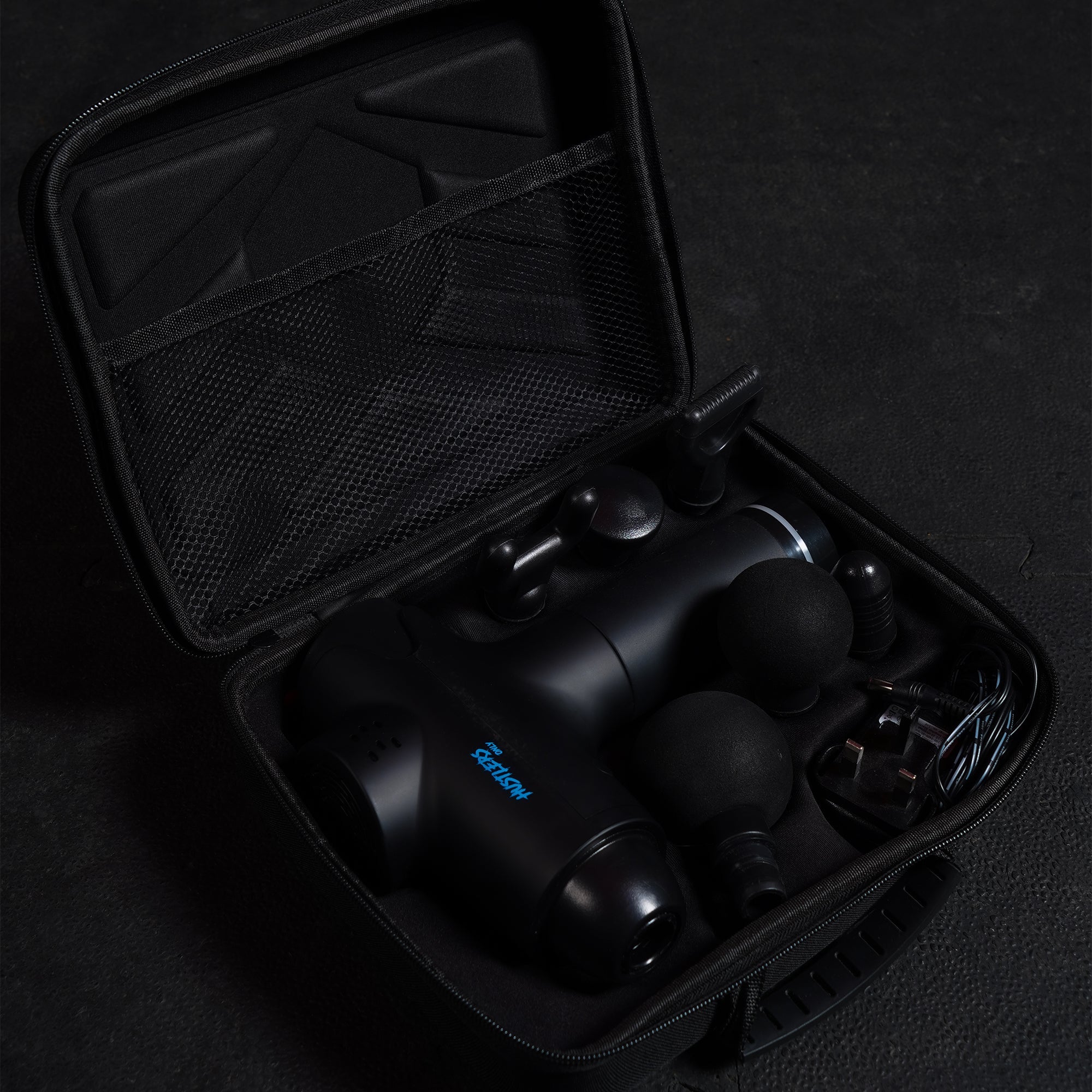 Quiet percussion massage gun with 6 heads with case | HustlersOnlyUK