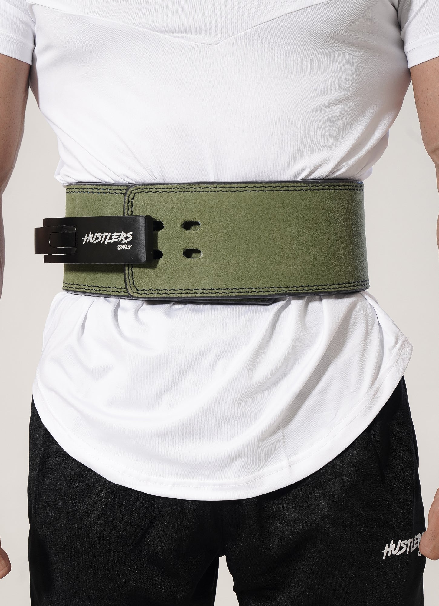 10mm Suede Leather Lever Belt - Green