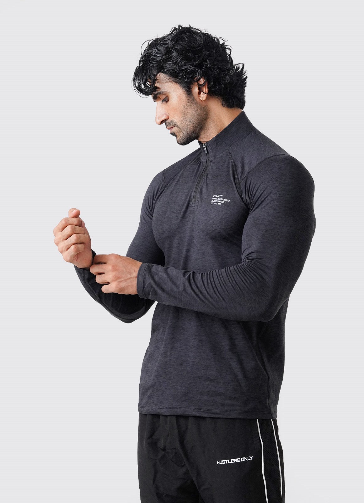 Utility Quarter Zip Shirt - Black