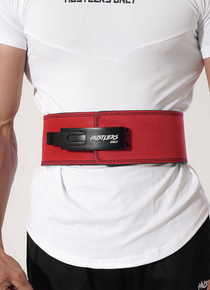 10mm Suede Leather Lever Belt - Red