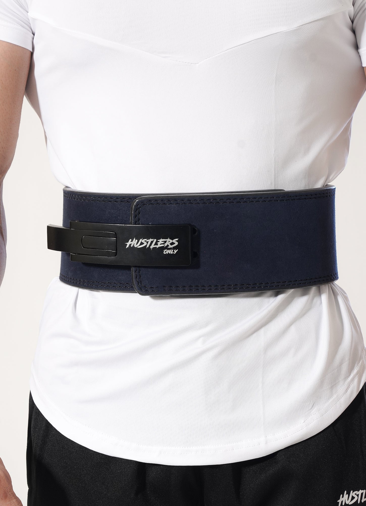 10mm Suede Leather Lever Belt - Blue