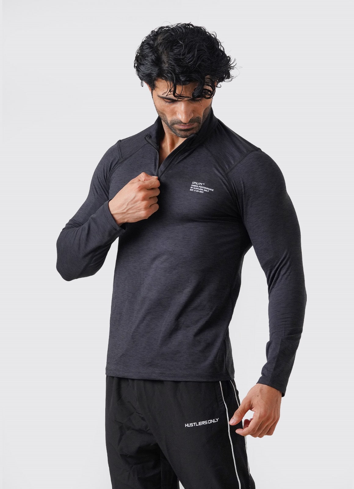 Utility Quarter Zip Shirt - Black