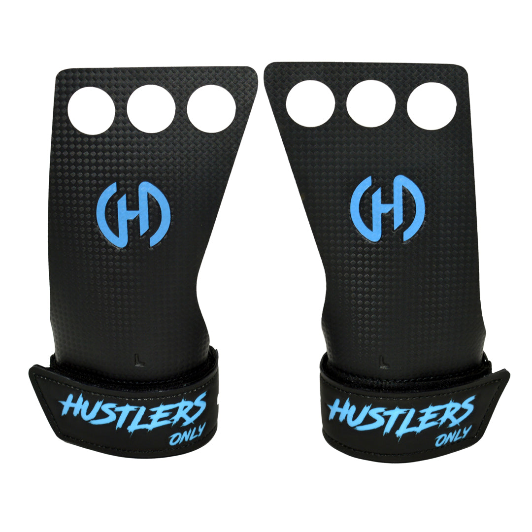 Carbon Fiber 3 Hole Grips For Weightlifting  | HustlersOnlyUK