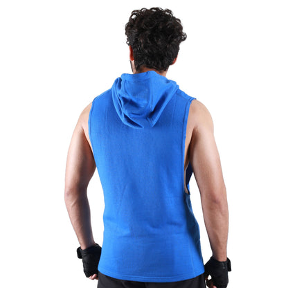 Critical Sleeveless Blue Hoodie For Mens | HustlersOnlyUK