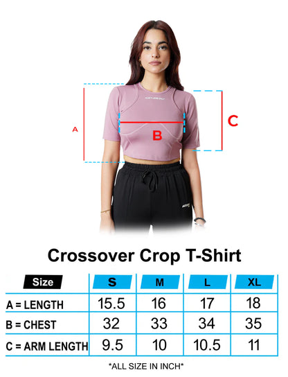 Pink Crossover Croptop For Women Sizechart  | HustlersOnlyUK