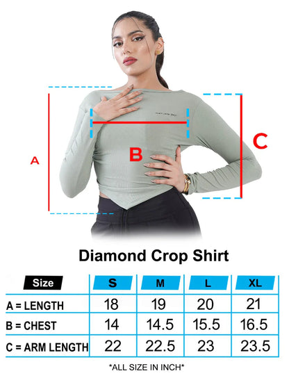 Green Diamond Crop Shirt Sizechart | HustlersOnlyUK