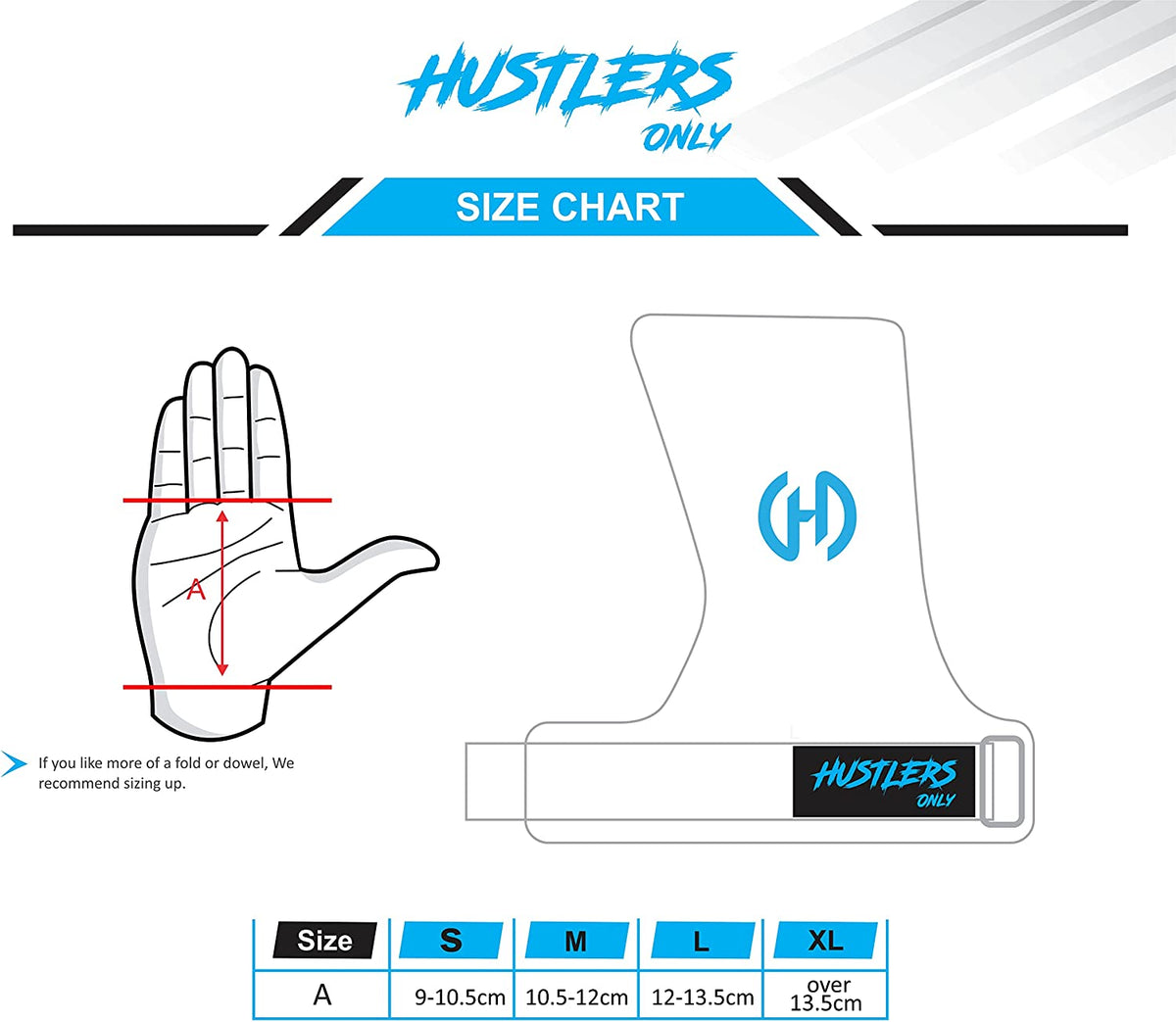 Diamond Fingerless Hand Grips Sizehart  | HustlersOnlyUK