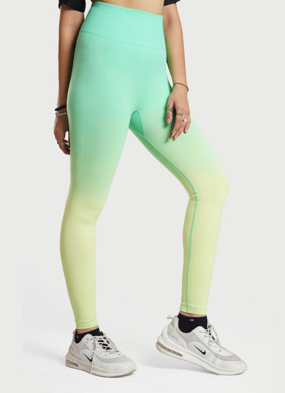 Turquoise Dip Dye Seamless Leggings For Women | HustlersOnlyUK
