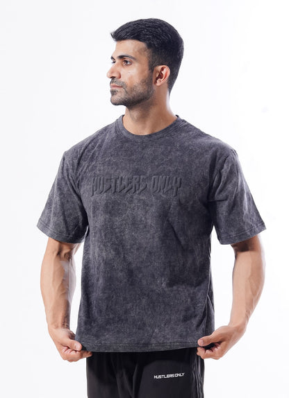 Drippy Acid Wash Black T-shirt For Men | HustlersOnlyUK