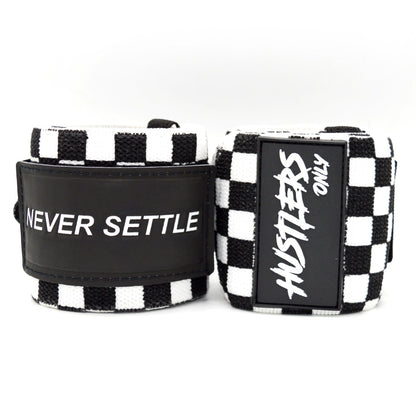 Black & White Checkerboard Wrist Wraps For Gym | HustlersOnlyUK