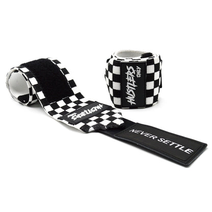Black & White Checkerboard Wrist Wraps For Workout | HustlersOnlyUK