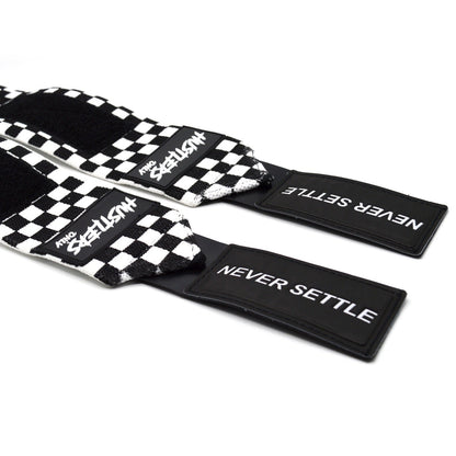 Black & White Checkerboard Wrist Wraps | HustlersOnlyUK