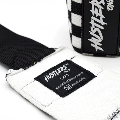 Black & White Checkerboard Wrist Wraps For Gym | HustlersOnlyUK