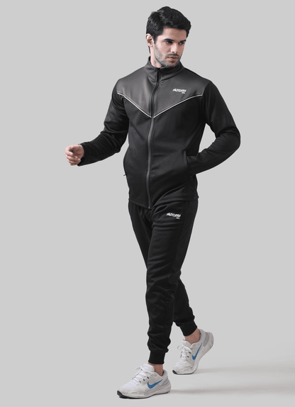 Black & Grey Iconic Tracksuit For Men | HustlersOnlyUK