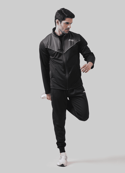 Black & Grey Iconic Tracksuit For Men | HustlersOnlyUK