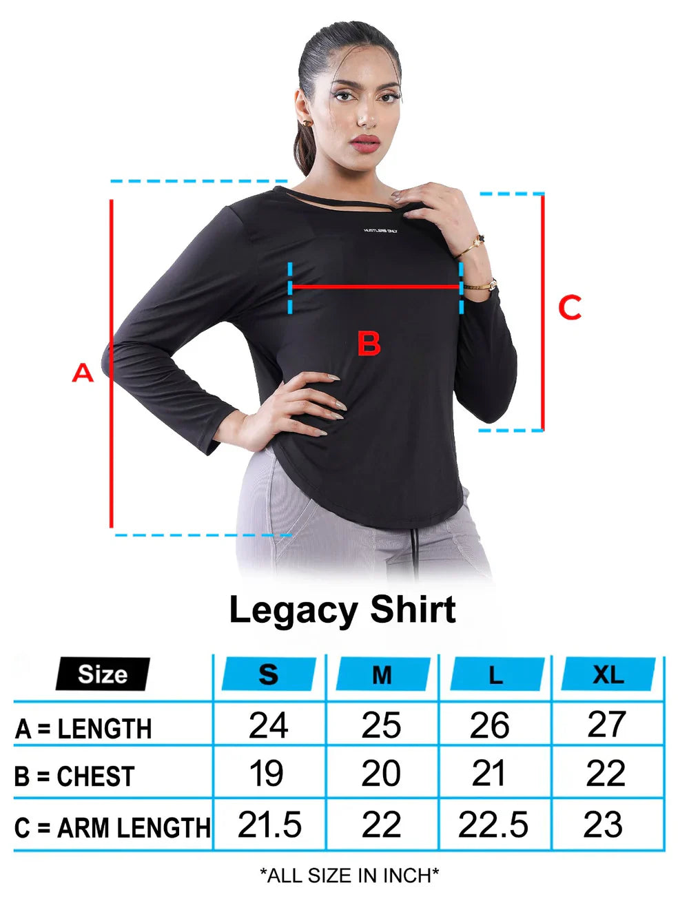 Black Legacy Shirt For Women Sizechart  | HustlersOnlyUK