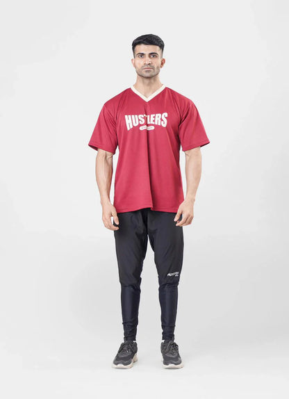 Maroon Mesh Basketball Tshirt | HustlersOnlyUK