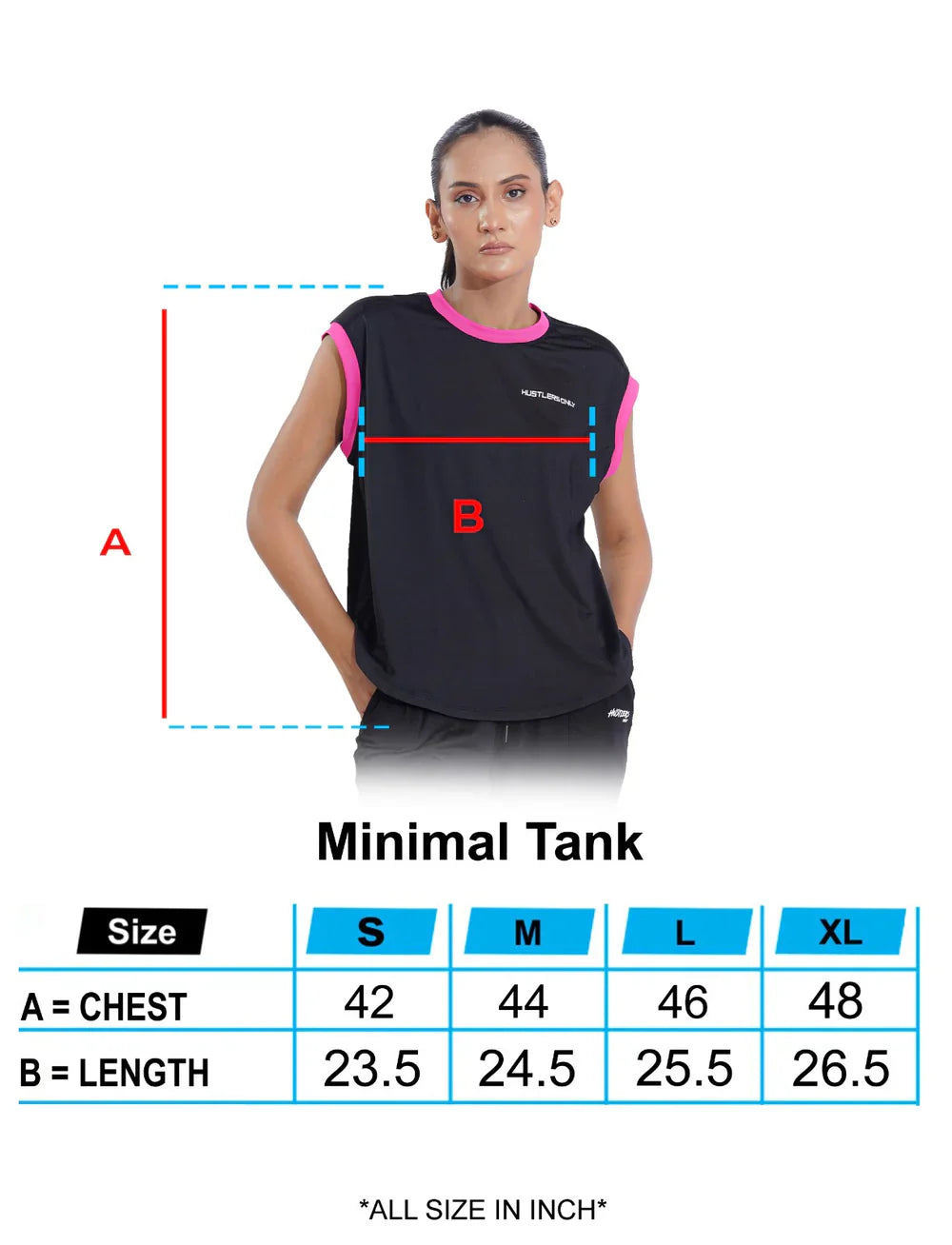 Black Minimal Tank Sizechart  | HustlersOnlyUK