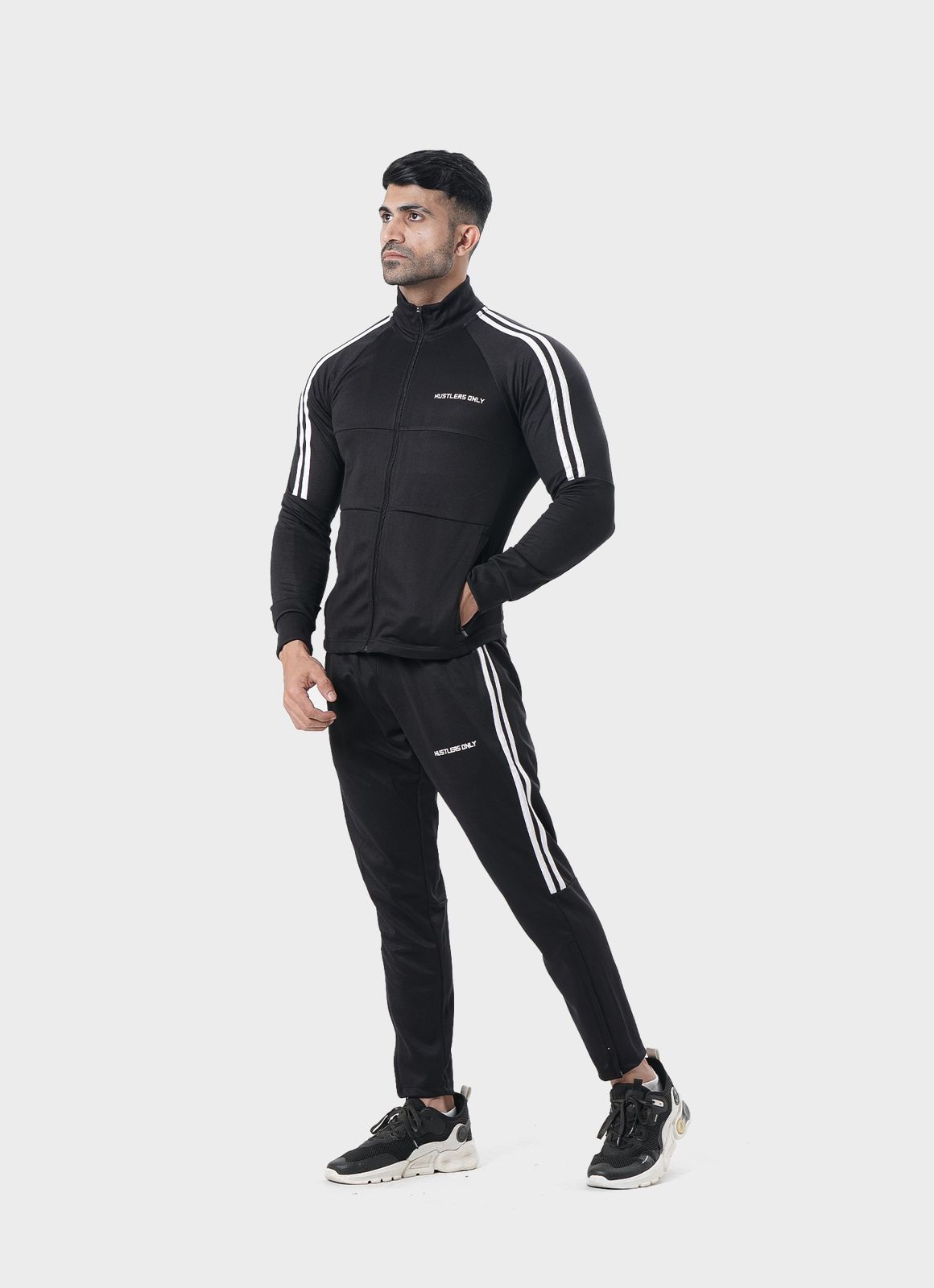 Black Muscle Fit Tracksuit For Men | HustlersOnlyUK