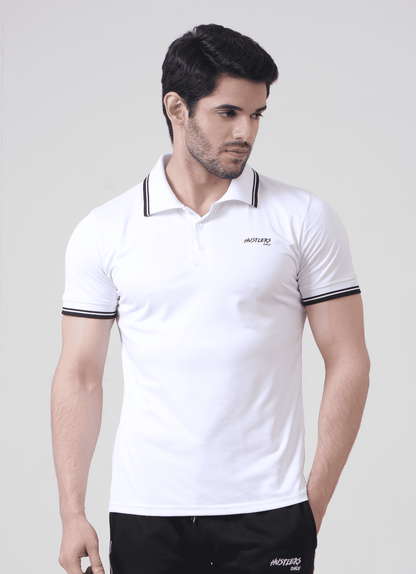 White Performance Polo Shirt For Men | HustlersOnlyUK