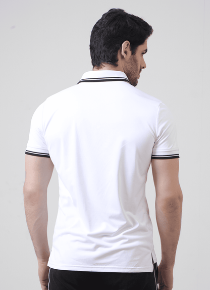 White Performance Polo TShirt For Men | HustlersOnlyUK