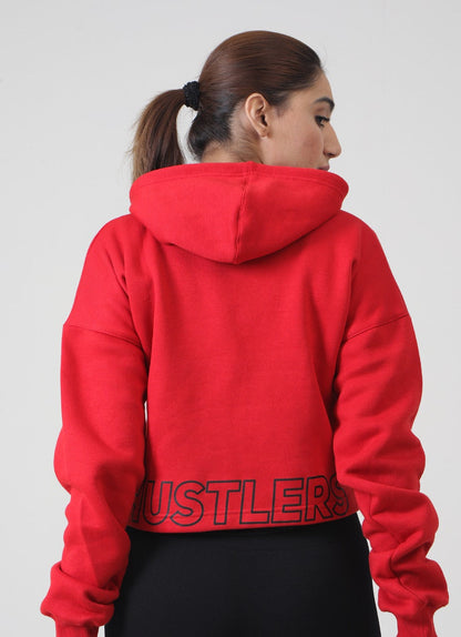 Red Training Cropped Hoodie For Women | HustlersOnlyUK