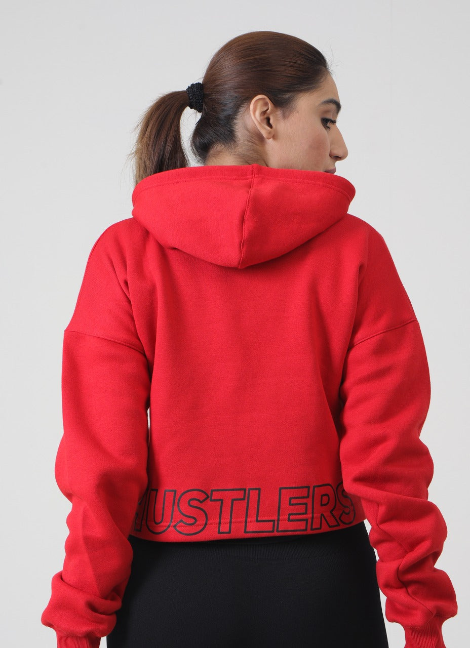 Red Training Cropped Hoodie For Women | HustlersOnlyUK