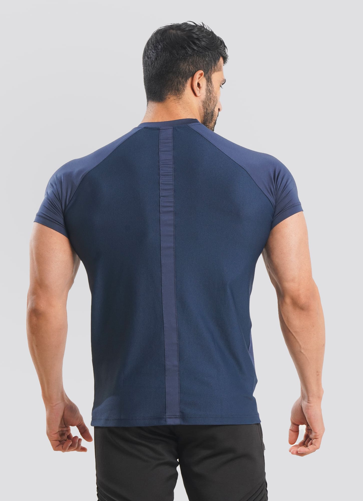 Utility Mesh Back Navy T-shirt For Gym | HustlersOnlyUK