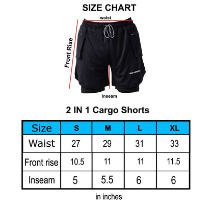 2 in 1 Cargo Shorts - Black