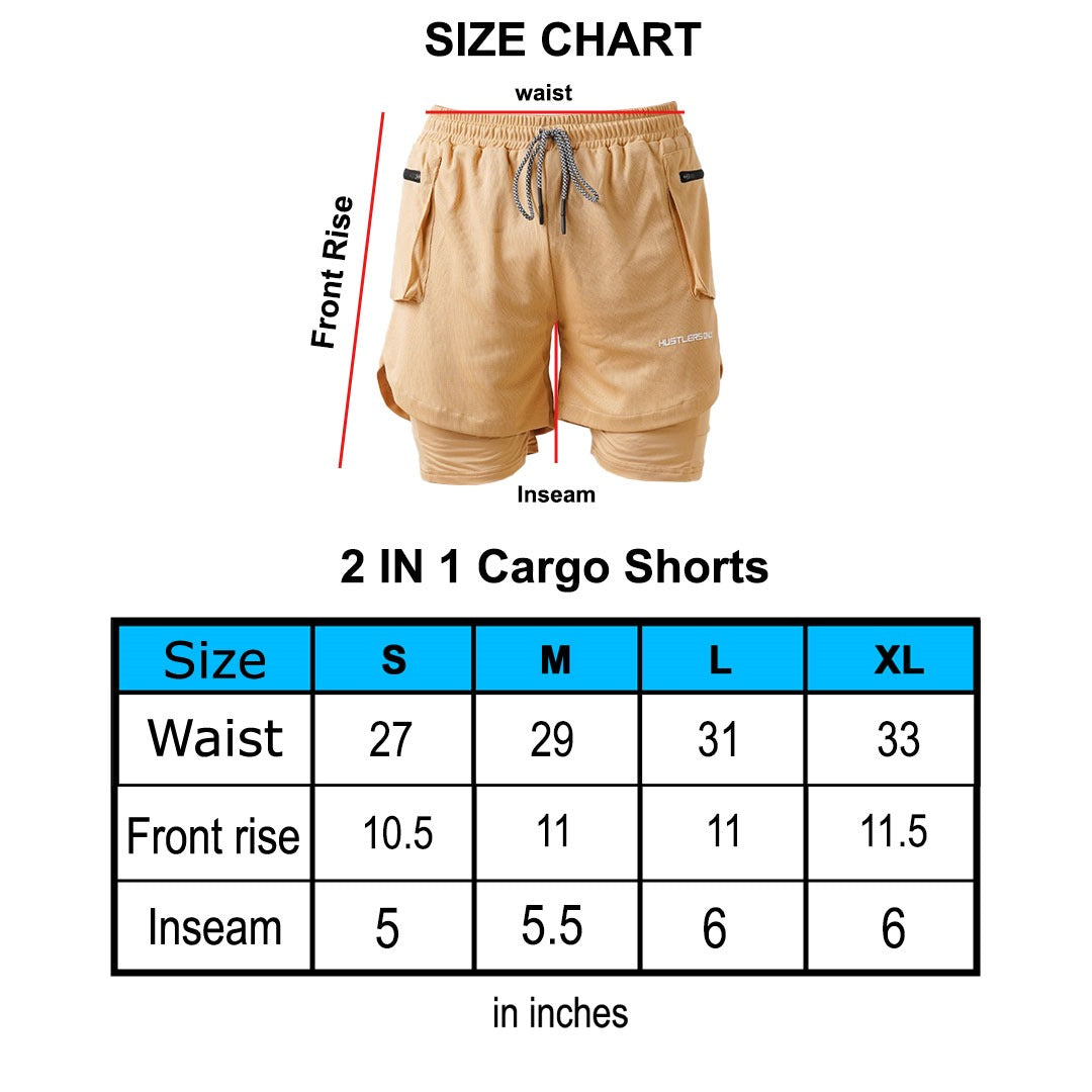 2 in 1 Cargo Shorts - Sand