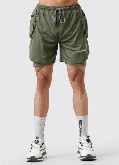 2 in 1 Cargo Shorts - Olive