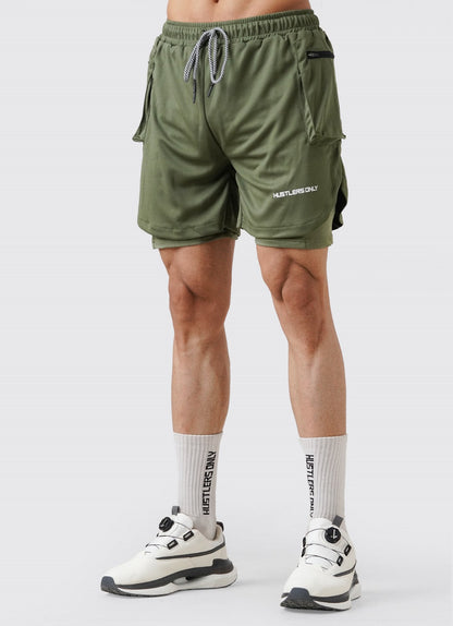 2 in 1 Cargo Shorts - Olive