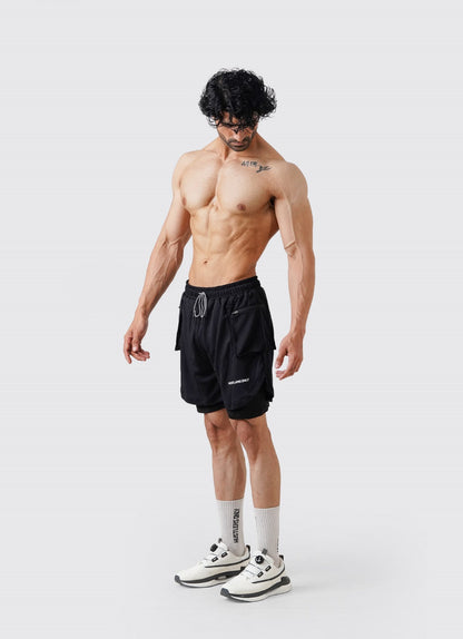 2 in 1 Cargo Shorts - Black