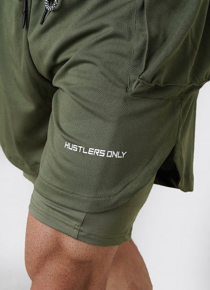2 in 1 Cargo Shorts - Olive