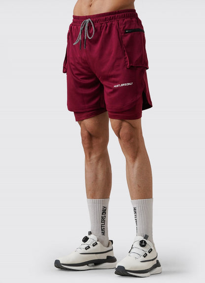 2 in 1 Cargo Shorts - Maroon