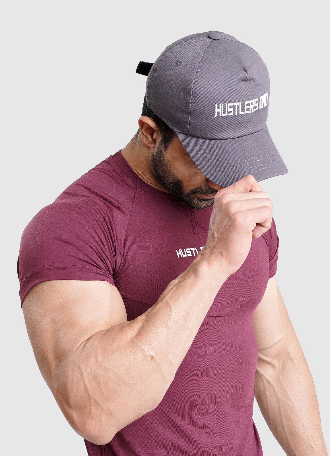 Sweat-wicking grey OG cap with embroidered eyelets | Hustlers Only UK