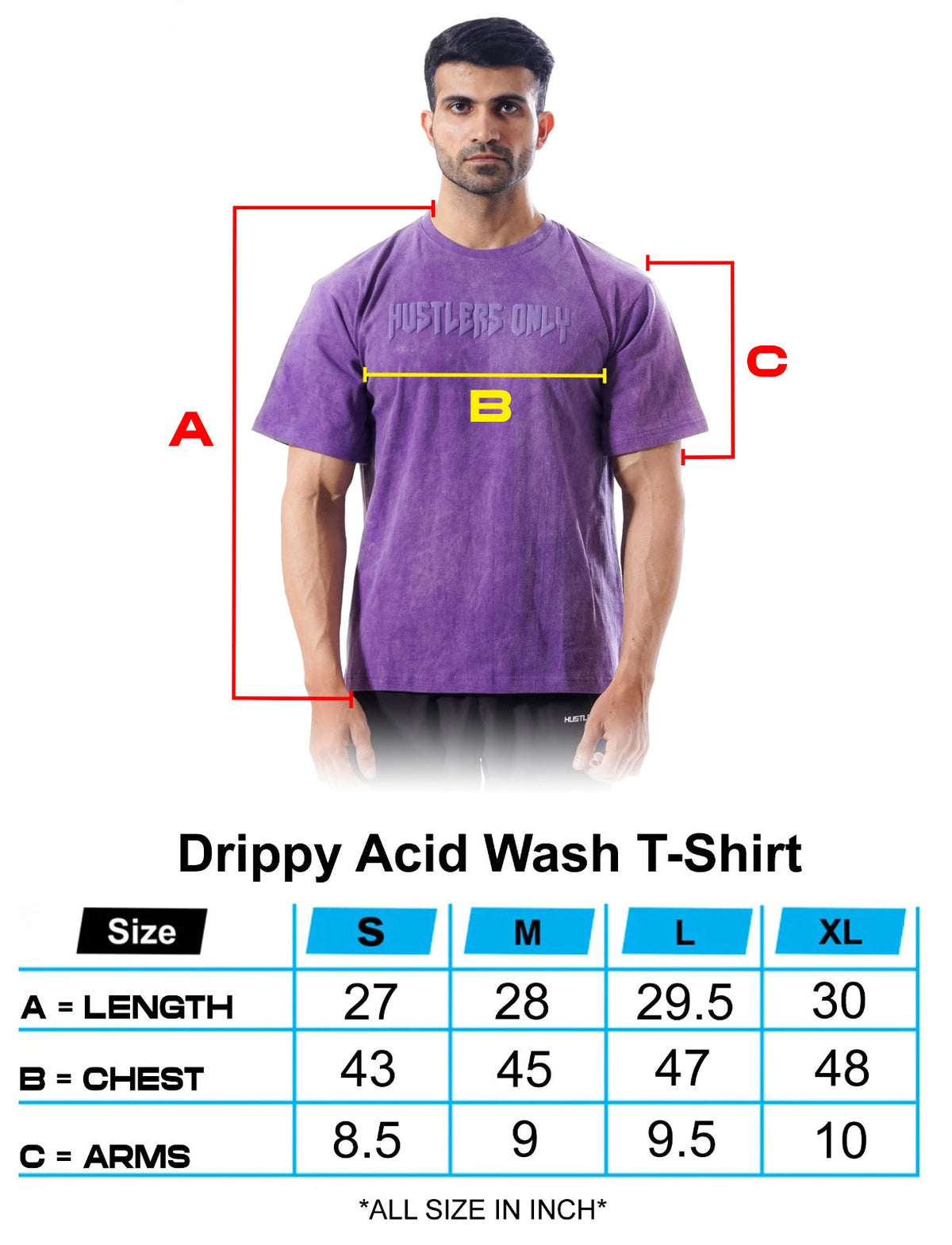 Unisex True-to-Size Purple Acid Wash Tshirt | Hustlers Only UK